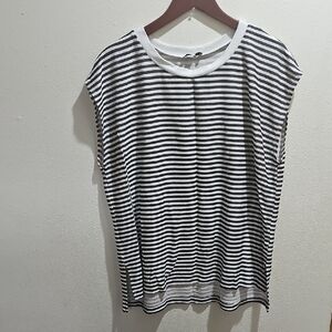 White Birch Navy and White Striped Short Sleeve Top